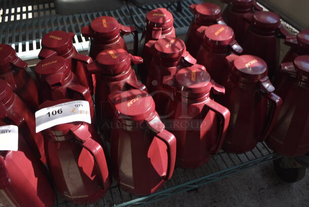 ALL ONE MONEY! Lot of 17 Maroon Poly Coffee Urns! 6x5x9.5 - Image 3 of 5