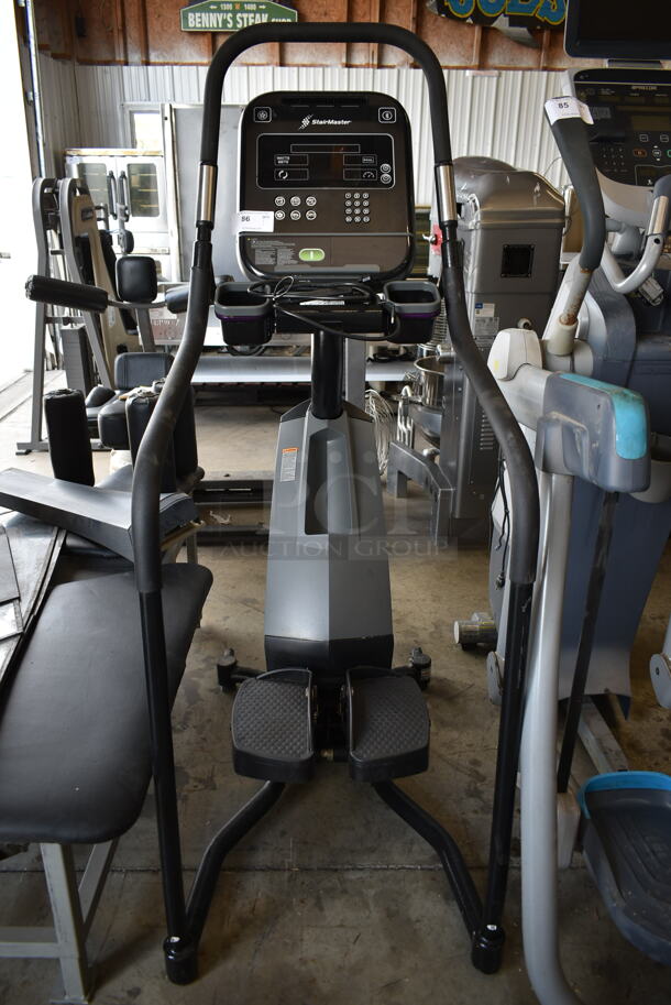 Stair Master Commercial Floor Style Stationary Exercise Stepping Machine w/ Monitor and Heart Rate Handle Grip Monitors and Cup Holders. Tested and Working! - Image 2 of 4
