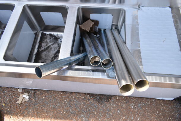 BRAND NEW SCRATCH AND DENT! Regency 600B31014213 Stainless Steel Commercial 3 Bowl Underbar Sink with Two Drainboards. Bays 10x10. Drain Boards 10x14 - Image 6 of 8