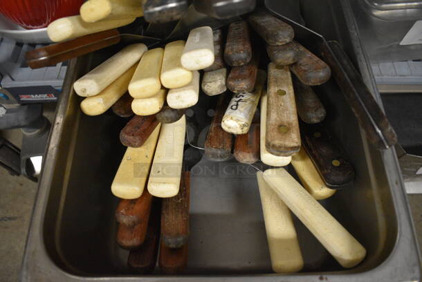 ALL ONE MONEY! Lot of Various Metal Spatulas in Stainless Steel Bin! 13x21x6 - Image 3 of 4