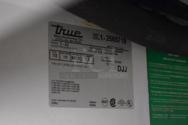 True T-23 Stainless Steel Commercial Single Door Reach In Cooler w/ Metal Pan Rack. 115 Volts, 1 Phase. 27x30x79. Tested and Working! - Image 5 of 6
