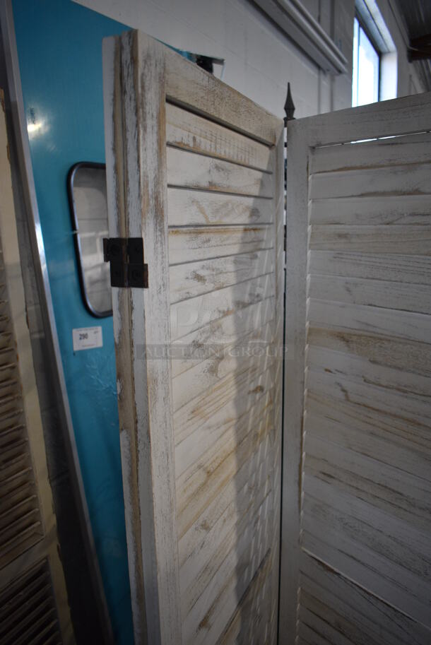 White Tri Fold Shutter Divider. Each Panel: 18x1x67 - Image 2 of 3
