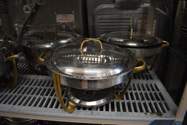 4 Metal Chafing Dish Frames w/ 4 Drop Ins and 4 Lids. 19x15.5x12. 4 Times Your Bid! - Image 1 of 5