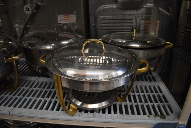 4 Metal Chafing Dish Frames w/ 4 Drop Ins and 4 Lids. 19x15.5x12. 4 Times Your Bid!