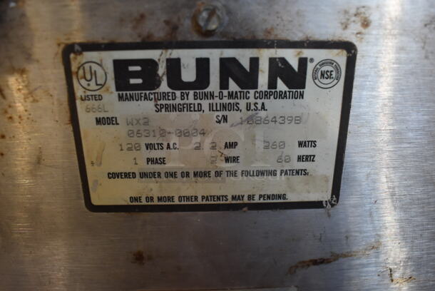 Bunn WX2 Stainless Steel Commercial Countertop 2 Burner Coffee Pot Warmer. 120 Volts, 1 Phase. 14x7x2.5. Tested and Working! - Image 4 of 4