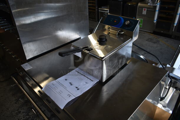 BRAND NEW SCRATCH AND DENT! 2023 Hoocoo FRY-10L Stainless Steel Commercial Countertop Electric Powered Fryer w/ Lid and Fry Basket. 120 Volts, 1 Phase. - Image 2 of 7