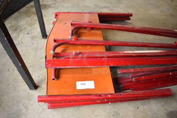 ALL ONE MONEY! Lot of Red Metal Pieces To Bed Frame Including 4 Head / Foot Boards. Includes 37x2x31 Headboard - Image 4 of 5