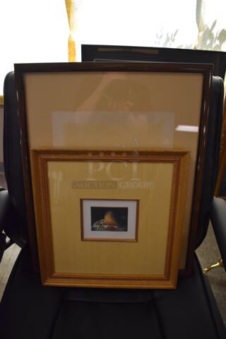 2 Framed Pictures of Flower and Coconut. 14x2x15, 17.5x1x21. 2 Times Your Bid!