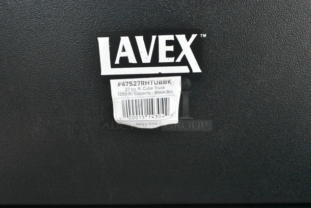 2 BRAND NEW SCRATCH AND DENT! Lavex 47527RHTUBBK Black Poly 27 cu. ft. 1200 lb Capacity Cube Truck on Commercial Casters. 2 Times Your Bid!  - Image 3 of 4