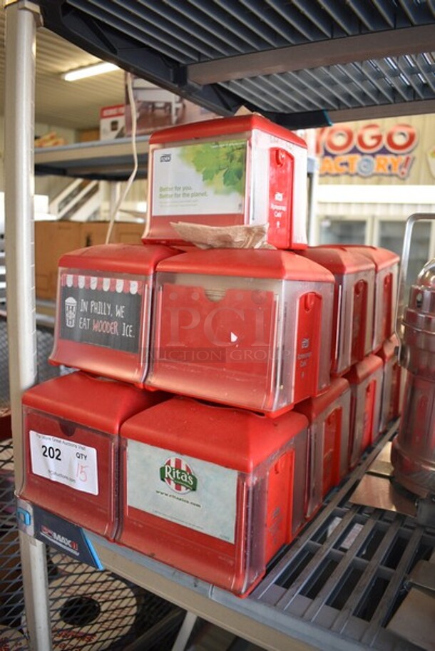 15 Tork Xpressnap Cafe Red Poly Napkin Dispensers. 6x6x6. 15 Times Your Bid!  - Image 2 of 3