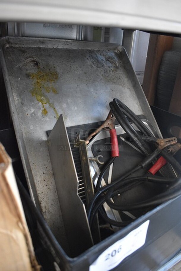 ALL ONE MONEY! Lot of Various Items Including Metal Baking Pan and Jumper Cables In Black Poly Bin. 21x15x11. - Image 3 of 4