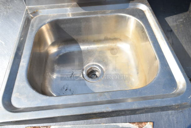 Stainless Steel Single Bay Wall Mount Sink w/ Faucet and Handles.  - Image 2 of 5
