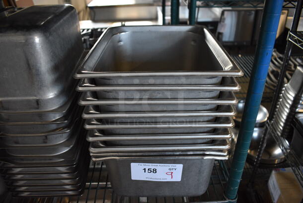 9 Stainless Steel 1/2 Size Drop In Bins. 1/2x6. 9 Times Your Bid!