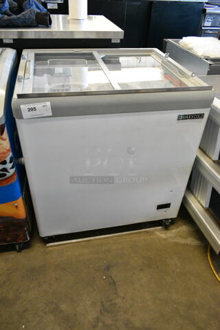 Maxx Cold MXDC-4 Metal Commercial Chest Freezer Merchandiser on Commercial Casters. 115 Volts, 1 Phase. Tested and Working!