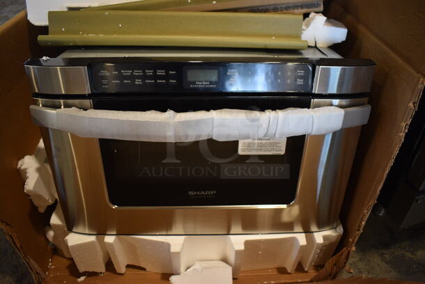BRAND NEW IN BOX! Sharp KB6524PSY Insight Pro Stainless Steel Drawer Microwave. 24x26x16 - Image 1 of 7