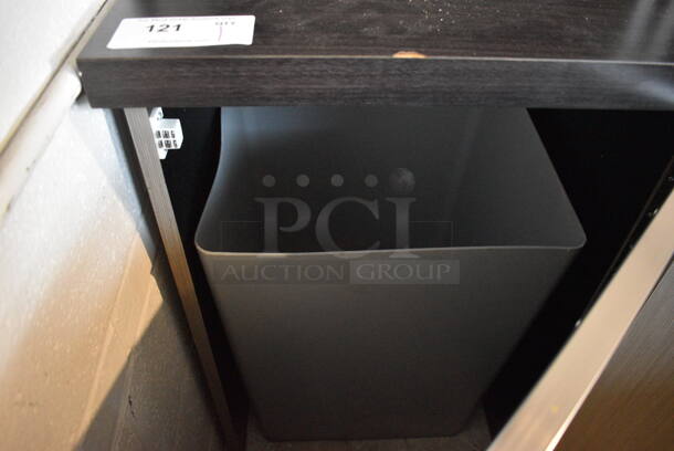 Gray and Black Wooden Trash Can Shell w/ Trash Deposit Hole, Tray Return, Door and Trash Can. 21x21x48.5 - Image 4 of 4