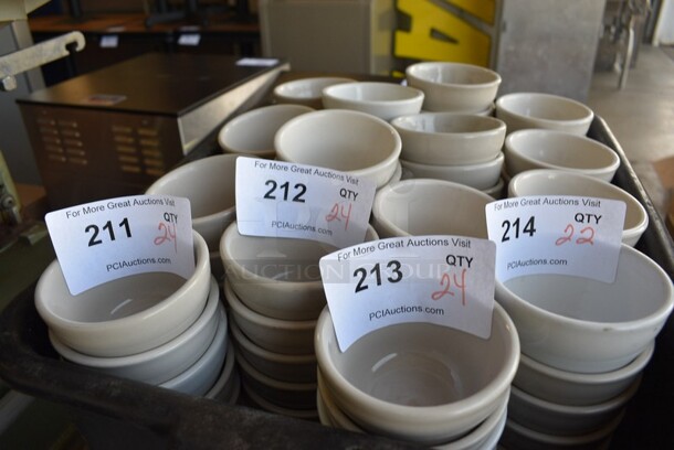 24 White Ceramic Bowls. 3.75x3.75x2.25. 24 Times Your Bid!