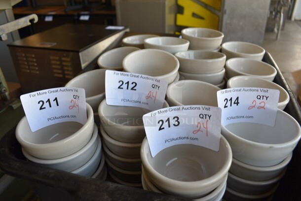 24 White Ceramic Bowls. 3.75x3.75x2.25. 24 Times Your Bid! - Image 1 of 3