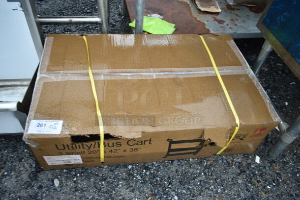 BRAND NEW SCRATCH AND DENT! Choice 109CARTBLGBK Black Utility / Bussing Cart with Three Shelves - 42" x 20" - Image 2 of 3