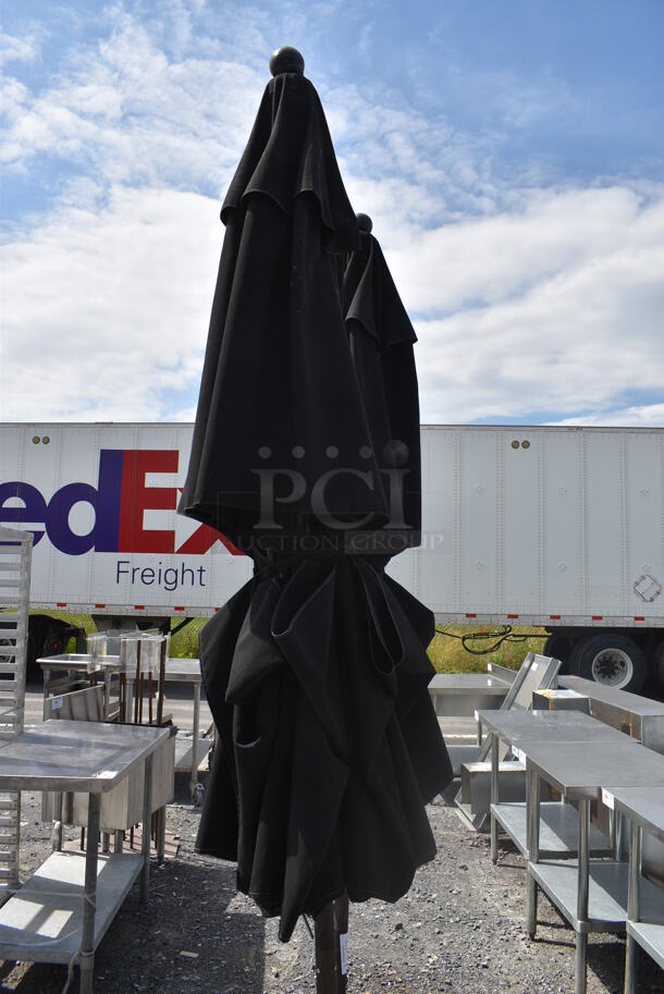 Black Patio Umbrella on Metal Base. 12.5x12.5x108 - Image 2 of 3