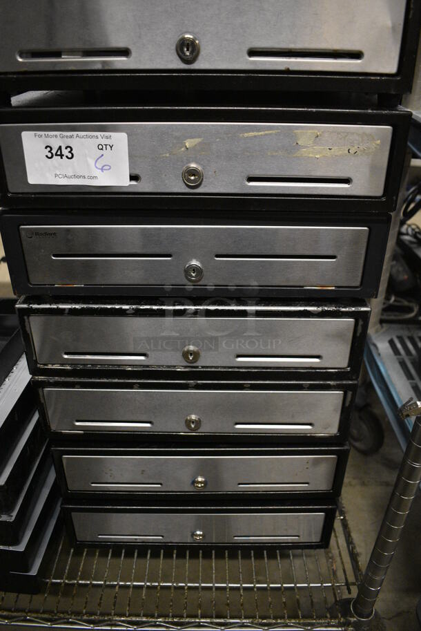 6 Metal Cash Drawers w/ Stainless Steel Face. 16x16.5x4.5. 6 Times Your Bid! - Image 1 of 3