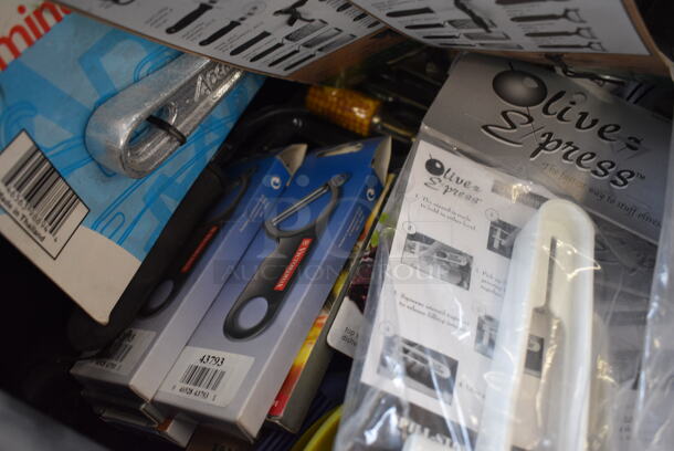 ALL ONE MONEY! Lot of Various Items Including Scraper Spatulas, Seasoning Shakers and Tomato Stemmers in Black Poly Bus Bin - Image 6 of 6