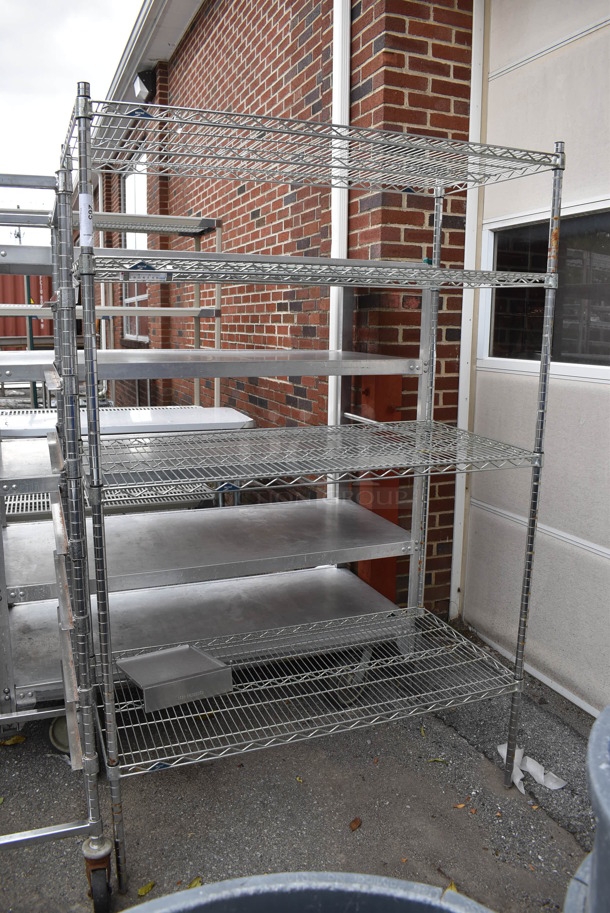 Metro Chrome Finish 4 Tier Shelving Unit. BUYER MUST DISMANTLE. PCI CANNOT DISMANTLE FOR SHIPPING. PLEASE CONSIDER FREIGHT CHARGES. 48x24x74 - Image 2 of 3