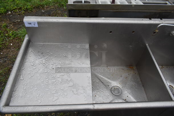 Stainless Steel Commercial 3 Bay Sink w/ Left Side Drain Board, Faucet and Handles. Bays 23x24 - Image 2 of 4
