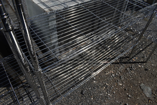 Chrome Finish 4 Tier Wire Shelving Unit. BUYER MUST DISMANTLE. PCI CANNOT DISMANTLE FOR SHIPPING. PLEASE CONSIDER FREIGHT CHARGES. 48x18x54 - Image 3 of 3