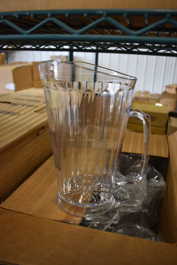 6 BRAND NEW IN BOX! Clear Poly Pitchers. 8x5.5x9. 6 Times Your Bid! - Image 1 of 3