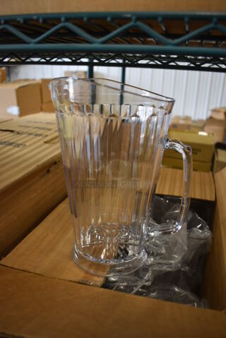 6 BRAND NEW IN BOX! Clear Poly Pitchers. 8x5.5x9. 6 Times Your Bid!