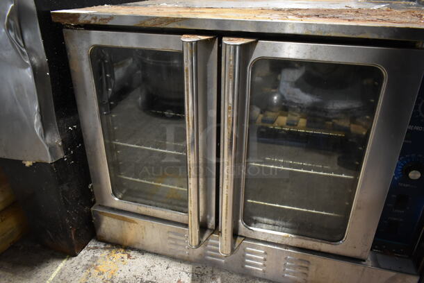 Stainless Steel Commercial Full Size Natural Gas Powered Convection Oven w/ View Through Doors, Metal Oven Racks and Thermostatic Controls.  - Image 4 of 5