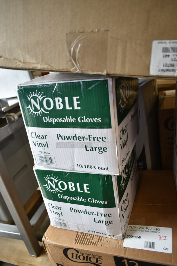 PALLET LOT of 20 BRAND NEW Boxes Including 50012W Choice 12 oz. White Poly Paper Hot Cup - 1000/Case, 394365L Noble Products Powder-Free Disposable Clear Vinyl Gloves for Foodservice - Large - 1000/Case, 795KFT44RNPE Choice 44 oz. Round Kraft PE-Lined Microwavable Take-Out Container 7 5/16" x 2 5/8" - 300/Case, 130HCUTFWR Visions Individually Wrapped White Heavy Weight Plastic Fork - 1000/Case, 2 Box 17622STPNLCL Choice 22 oz. Clear SAN Plastic Paneled Tumbler - 12/Pack, 5014455HVY Lavex Hercules 56 Gallon 2 Mil 44" x 55" Low Density Heavy-Duty BlackCan Liner / Trash Bag - 50/Case, 395TO961 EcoChoice 9" x 6" x 3" Compostable Sugarcane / Bagasse 1 Compartment Take-Out Container - 200/Case, 5012423M1 Lavex Li'l Herc 10 Gallon 1 Mil 24" x 23" Low Density Medium-Duty Black Can Liner / Trash Bag - 500/Case, Purell 5215-02 Healthy Soap. 20 Times Your Bid! - Image 6 of 12