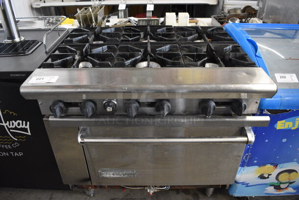American Range Stainless Steel Commercial Natural Gas Powered 6 Burner Range w/ Oven. 36x30x36 - Image 1 of 6