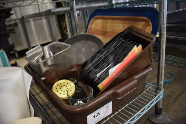 ALL ONE MONEY! Lot of Various Items Including Trays and Seasoning Shaker In Brown Bus Bin! - Image 2 of 4