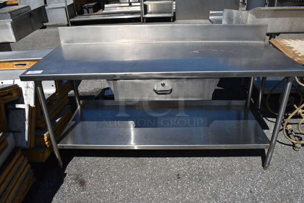 Stainless Steel Commercial Table w/ Back Splash, Drawer and Under Shelf. 72x30x38