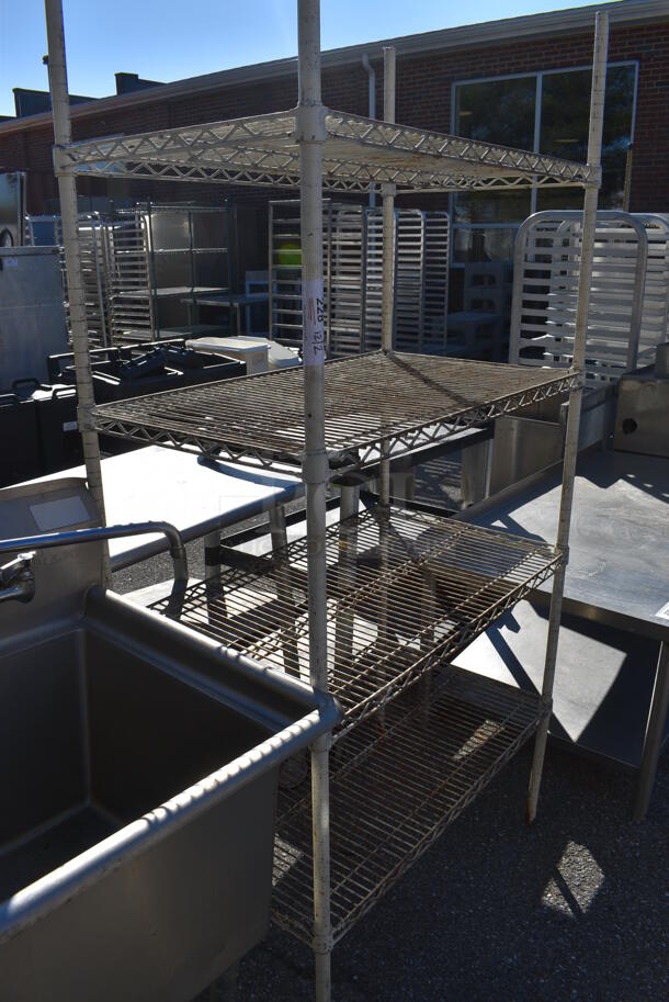 Tan 4 Tier Wire Shelving Unit. BUYER MUST DISMANTLE. PCI CANNOT DISMANTLE FOR SHIPPING. PLEASE CONSIDER FREIGHT CHARGES. 3x621x75 - Image 1 of 3