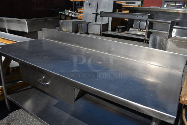 Stainless Steel Commercial Table w/ Back Splash, Drawer and Under Shelf. 72x30x38 - Image 4 of 4