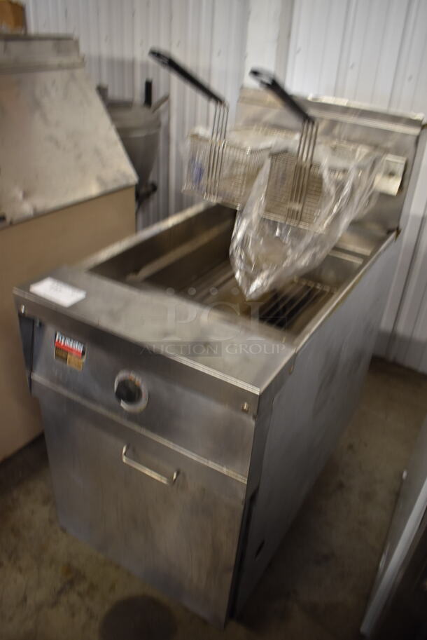 Frymaster MJCFSD Commercial Stainless Steel Natural Gas Fryer With 2 Fry Baskets On Galvanized Legs. 150,000 BTU. - Image 3 of 6