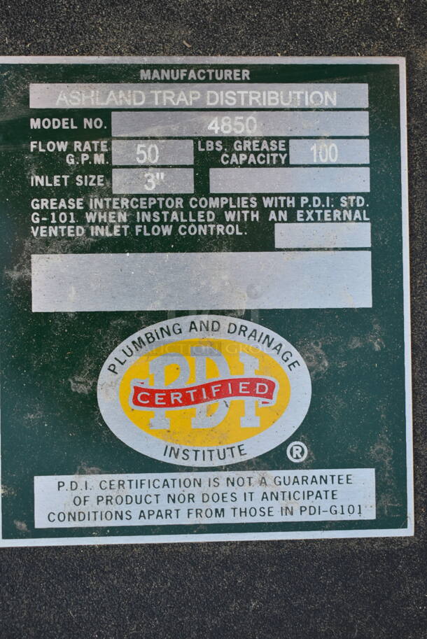 BRAND NEW SCRATCH AND DENT! Ashland PolyTrap 4850 100 lb. Grease Trap with Threaded Connections - Image 5 of 5