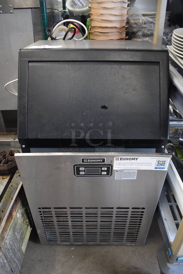 Euhomy IM-02 Stainless Steel Commercial Self Contained Undercounter Ice Machine. 115 Volts, 1 Phase. 18x16x31