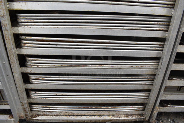 Metal Commercial Pan Transport Rack on Commercial Casters w/ 80 Metal Pans - Image 5 of 7