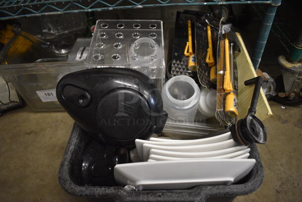 ALL ONE MONEY! Lot of Various Items Including Light Fixture, Poly Plates and Air Pot Top. - Image 5 of 7