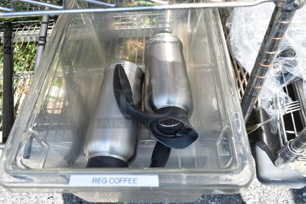 Chrome Finish 5 Tier Shelving Unit w/ Contents Including Blue Silverware Caddies, China Cap Strainers. BUYER MUST DISMANTLE. PCI CANNOT DISMANTLE FOR SHIPPING. PLEASE CONSIDER FREIGHT CHARGES.  - Image 12 of 12