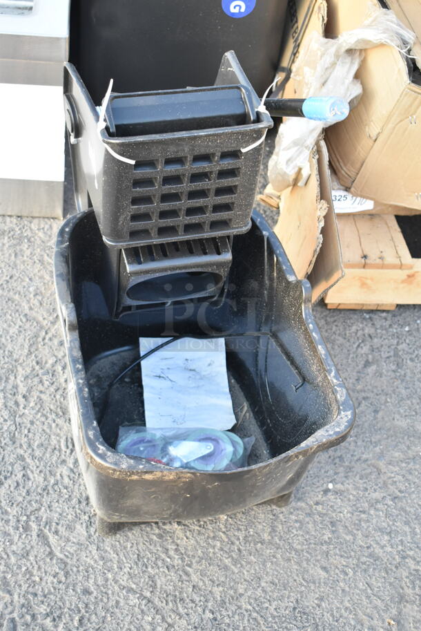 Lavex Black Poly Mop Bucket w/ Wringing Attachment. Comes w/ Casters. - Image 4 of 7