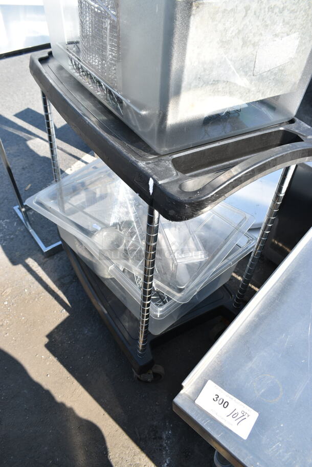 Black Poly 2 Tier Cart w/ Contents including Metal Wire Bins. - Image 10 of 12