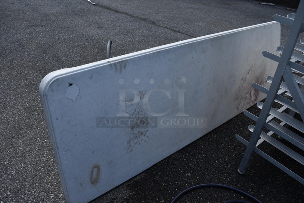 Poly Folding Table. One Leg Has Damage; See Pictures. 96x30x29 - Image 6 of 6
