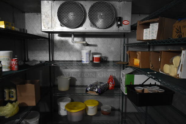 9.5'x7.5'x7.5' Walk In Unit w/ Copeland RS70C1-PRV-101 208/230 Volt, 1 Phase Compressor, Compressor and 2 Evaporator Fans. Does Not Include Contents. BUYER MUST REMOVE: This Item CANNOT Be Transported; Must Pick Up By Appointment Only. Freon Will Be Removed Before Pick Up Day. Tested and Working! (kitchen) - Image 4 of 12