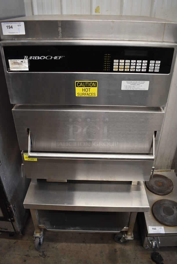 Turbochef Stainless Steel Commercial Rapid Cook Oven on Commercial Casters. 250 Volts, 3 Phase. 31x35x62