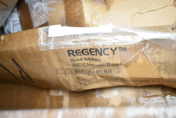2 BRAND NEW SCRATCH AND DENT! Items Including Regency 460EGPC64 64" NSF Green Epoxy Mobile Shelving Post and Regency 460ECP86 86" NSF Chrome Post. 2 Times Your Bid! May Be Missing Pieces.  - Image 4 of 4
